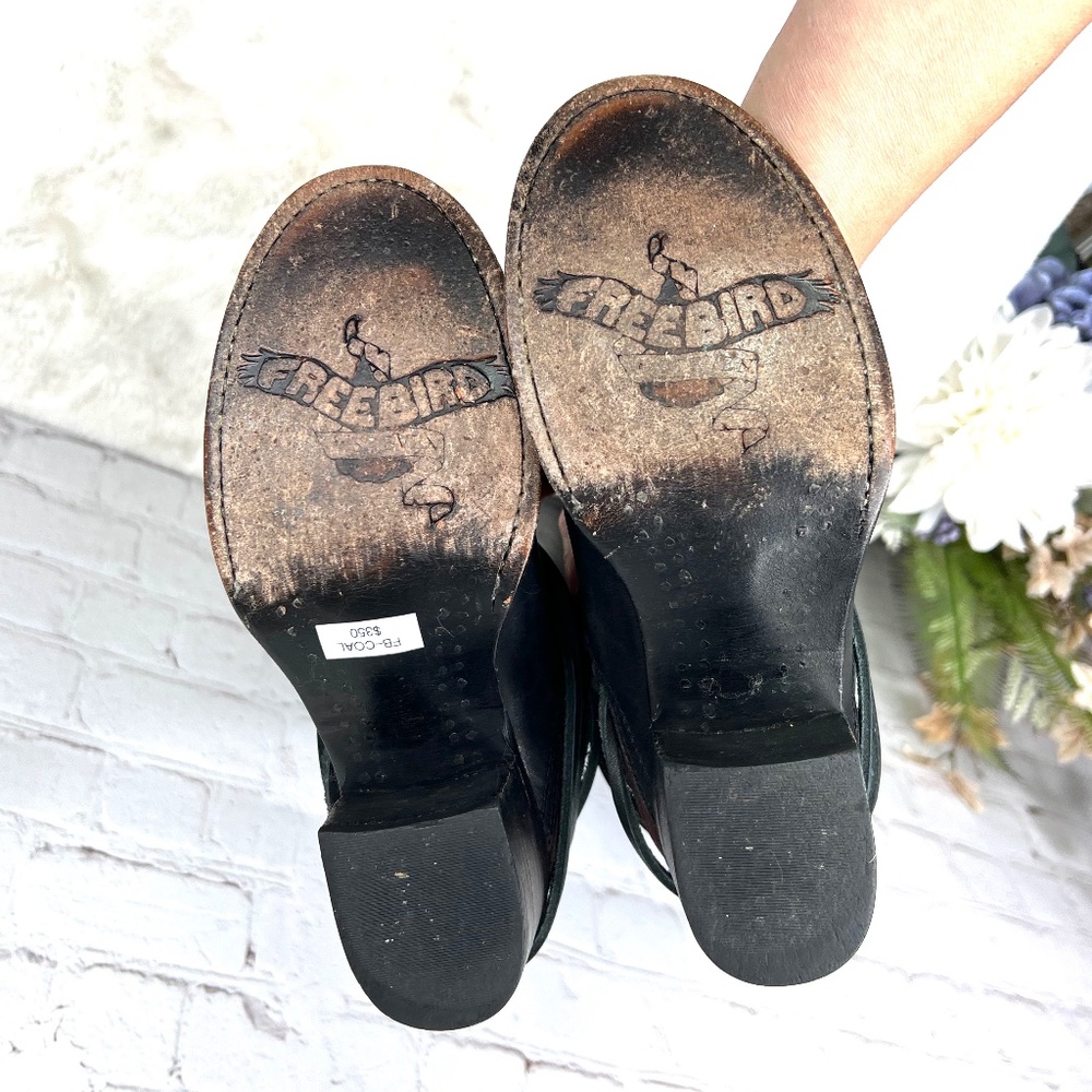 🚫SOLD! 🐎🤠|•FREEBIRD•| Black 'Coal' Lace Up Black Leather & Burgundy Suede🐎 - Picture 5 of 15